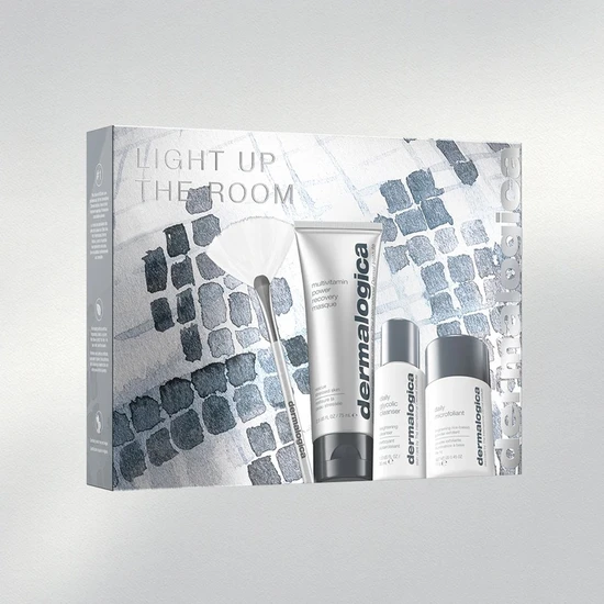 Dermalogica Light Up The Room Gift Set 75ml Masque, 30ml Cleanser, 13g Microfoliant & Fan Brush