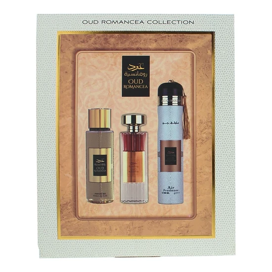 Ard Al Zaafaran Oud Romancea Gift Set Eau De Parfum 100ml + Perfume Mist 250ml + Air Freshener 300ml