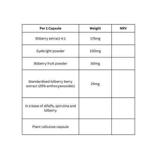 Viridian Bilberry With Eyebright Extract Veg Capsules 30 Capsules