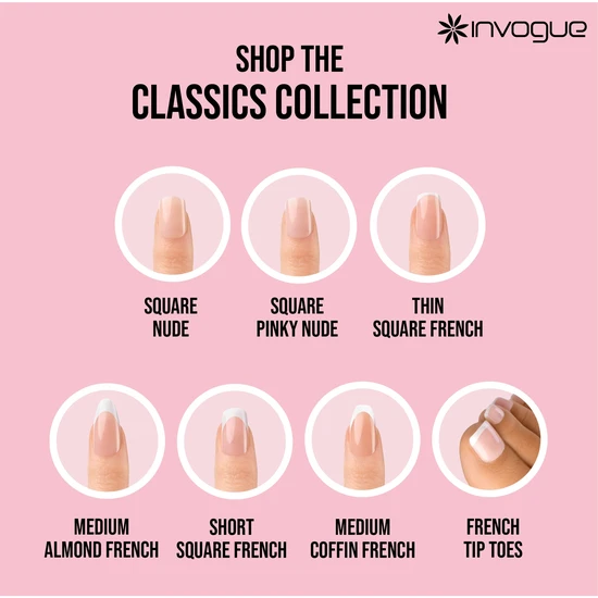 Invogue Classic Thin Square French Tip Pack of 24