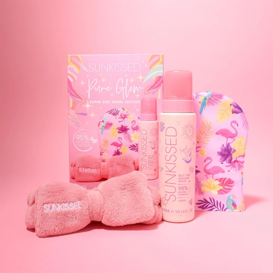 Sunkissed Pure Glow Collection Tanning Gift Set Medium Tan + Mitt + Headband