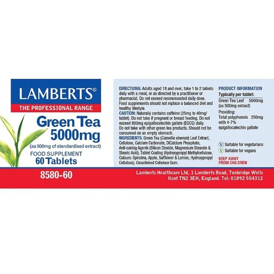 Lamberts Green Tea 5000mg Tablets 60 Tablets