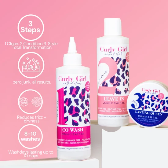 Curly Girl Wavy + Curly Washday Works 3-Step Set Oily Or Fine Or Easily Weighed Down 1 Month Supply