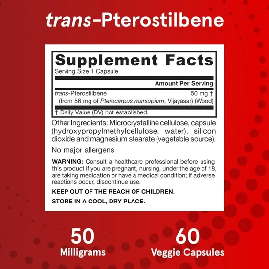 Jarrow Formulas transPterostilbene 50mg Vegicaps 60 Vegicaps