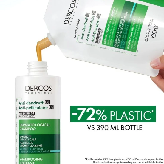 Vichy Dercos Anti-Dandruff DS Shampoo For Normal To Oily Hair 390ml - Eco-Refill