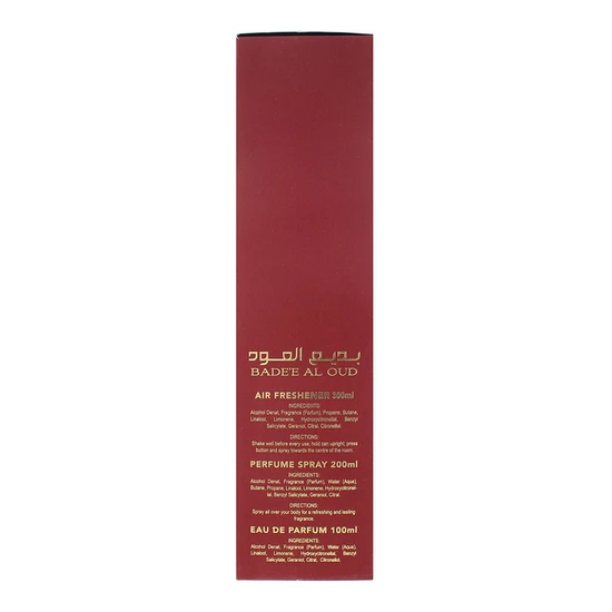 Lattafa Bade'e Al Oud Sublime Eau De Parfum 100ml Gift Set 100ml, 300ml Air Freshener & 200ml Perfumed Body Spray