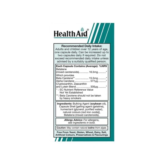 Health Aid Beta Carotene 15mg Capsules 30 Capsules