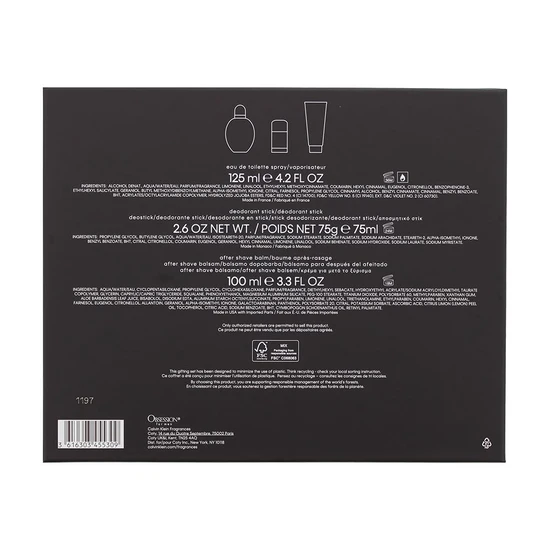 Calvin Klein Obsession For Men Eau De Toilette Gift Set 3 Piece