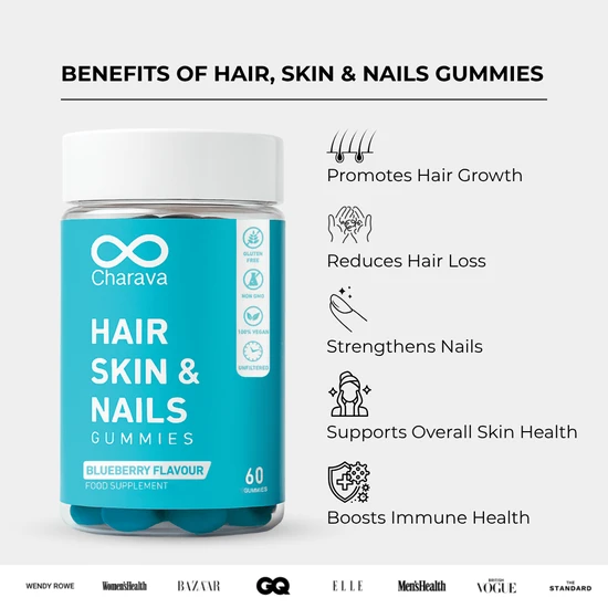 Charava UK Hair, Skin & Nails Gummies 60 Gummies