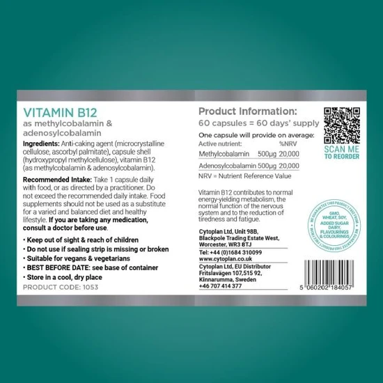 Cytoplan B12 Methylcobalamin & Adenosylcobalamin Sublingual Tablets 60 Tablets