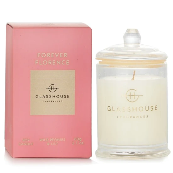 Glasshouse Fragrances Triple Scented Soy Candle Forever Florence Wild Peonies & Lily 60g