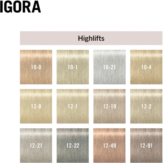 Schwarzkopf Igora Royal Highlifts Permanent Highlift Colour Creme 12-21 Special Blonde Ash Cendre