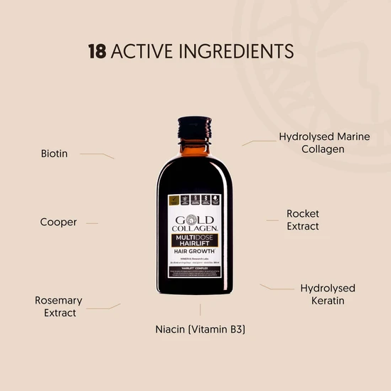 Gold Collagen Hair Growth Liquid Supplement 20 x 15ml