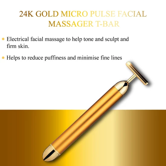 Erth Skin London 24k Gold Micro-Pulse Facial Massager T-Bar