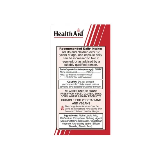 Health Aid Alpha Lipoic Acid 250mg Vegicaps 60 Vegicaps
