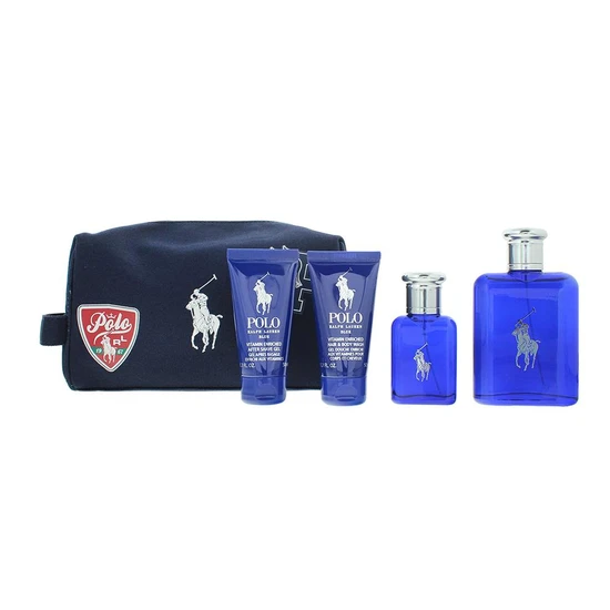 Ralph Lauren Polo Blue Gift Set: Eau De Toilette 125ml Eau De Toilette 40ml Shower Gel 50ml Aftershave Balm 50ml
