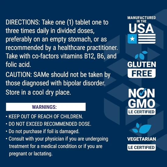 Life Extension SAMe S-Adenosyl-Methionine 400mg Tablets 60 Tablets