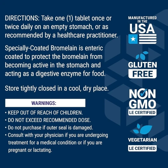 Life Extension Specially-Coated Bromelain 500mg Tablets 60 Tablets