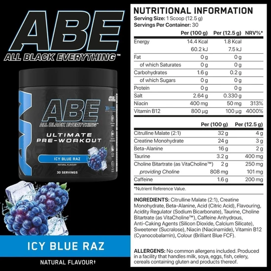 Applied Nutrition All Black Everything Icy Blue Raz 375g