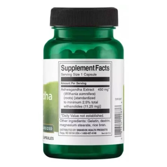 Swanson Ashwagandha Extract 450mg Capsules 60 Capsules