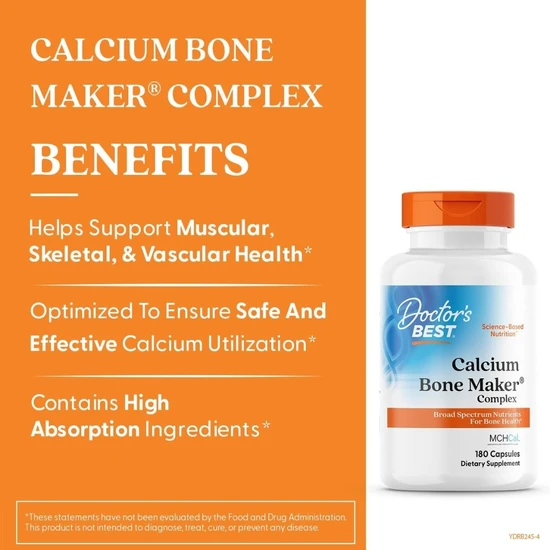 Doctor's Best Calcium Bone Maker Complex With MCHCal 180 Capsules