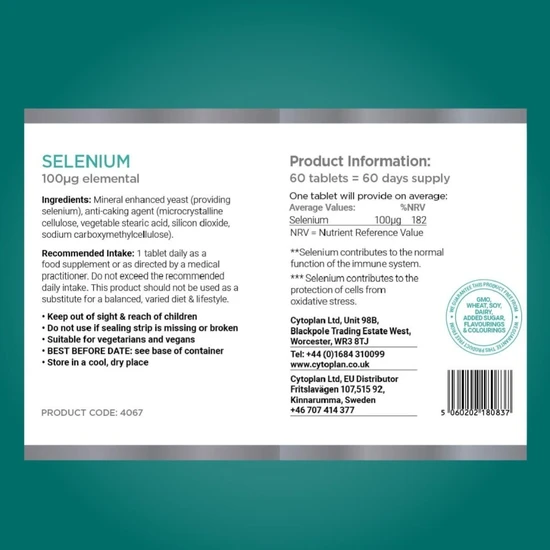 Cytoplan Selenium 100ug Tablets 60 Tablets