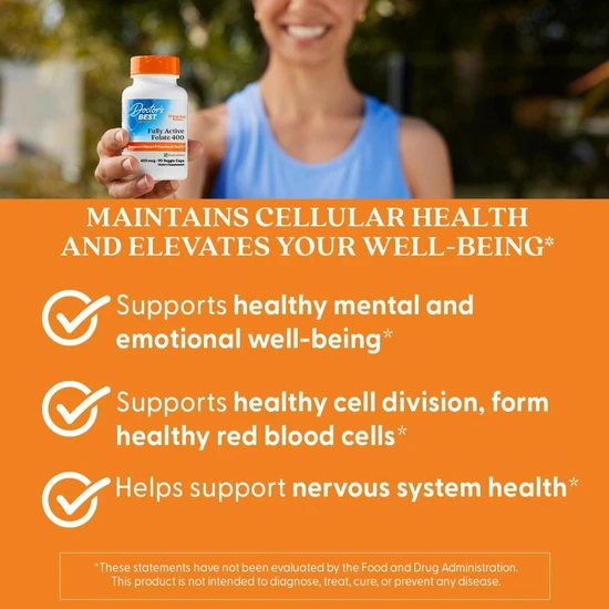 Doctor's Best Fully Active Folate 400 With Quatrefolic 400mcg Vegicaps 90 Vegicaps