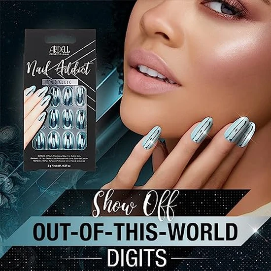 Ardell Nail Addict Metallic False Nails Metallic Blue