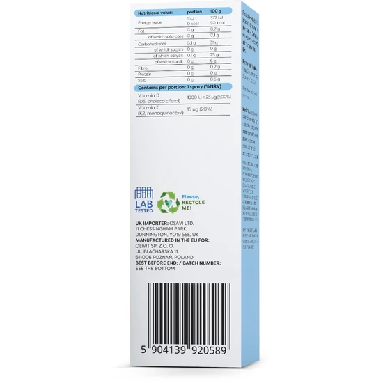 Osavi Vitamin D3 + K2 Oral Spray Peppermint 25ml
