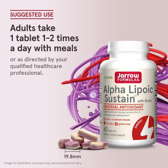 Jarrow Formulas Alpha Lipoic Sustain 300mg With Biotin Tablets 60 Tablets