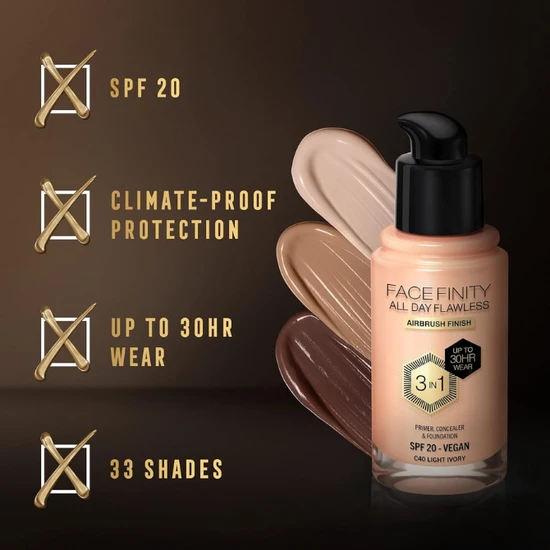 Max Factor Facefinity 3-in-1 Foundation, SPF 20 N75 Golden