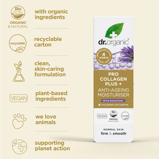 Dr. Organic Pro Collagen Plus Anti Ageing Moisturiser With Bakuchiol 50ml