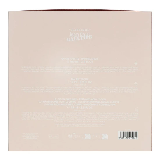 Jean Paul Gaultier Classique Eau De Toilette 100ml Gift Set 100ml, 6ml & 75ml Body Lotion