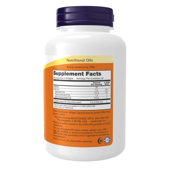 NOW Foods Pumpkin Seed Oil 1000mg 100 Softgels