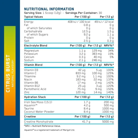 Applied Nutrition Creatine + Hydration Citrus Burst 360g