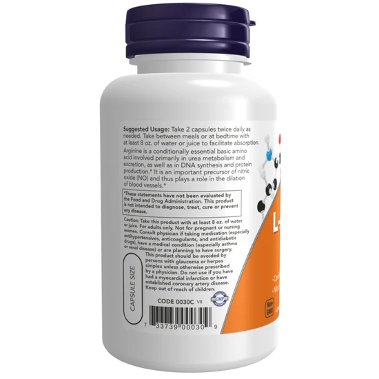 NOW Foods L-Arginine 500mg Capsules 100 Capsules