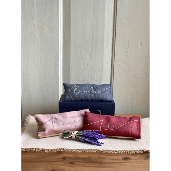 The Norfolk Eye Pillow Company Breathe Embroidered Linen & Lavender Eye Pillow Blue / Lavender