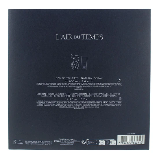 Nina Ricci L'air Du Temps Eau De Toilette Gift Set 100ml Eau De Toilette + 75ml Body Lotion
