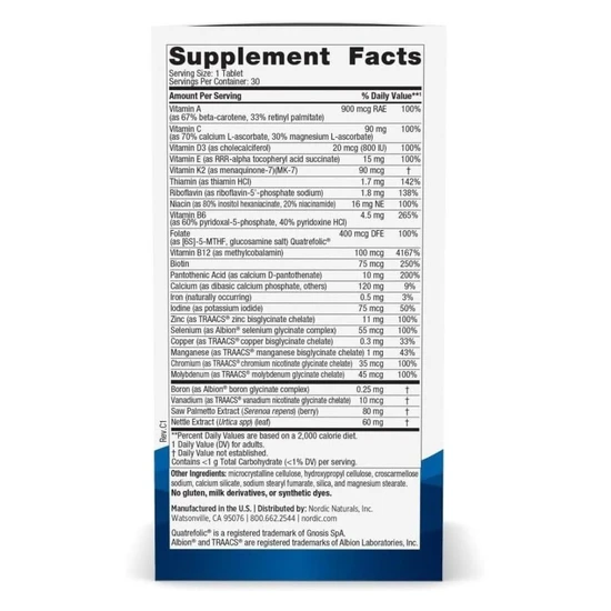 Nordic Naturals Men's Multivitamin One Daily 30 Tablets