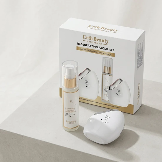 Erth Skin London Regenerating Facial Set Advanced LED Youth Glow EMS Sculptor + HA Serum 60ml