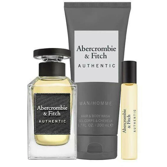 Abercrombie & Fitch Authentic Man Gift Set 100ml Eau De Toilette + 200ml Hair & Body Wash + 15ml Eau De Toilette