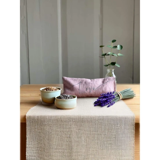 The Norfolk Eye Pillow Company Love Embroidered Linen & Lavender Eye Pillow Blue / Lavender