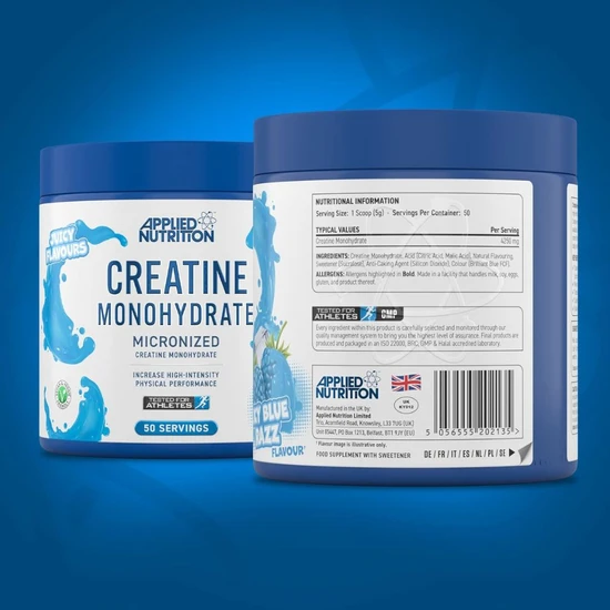 Applied Nutrition Creatine Monohydrate Icy Blue Raz Powder 250g