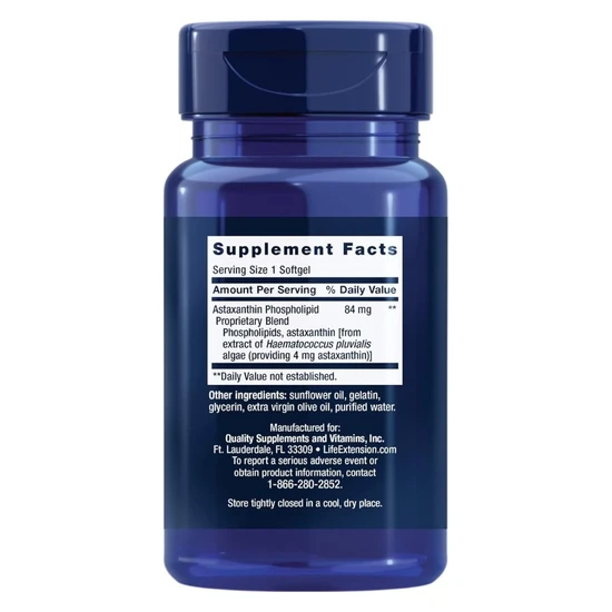 Life Extension Astaxanthin With Phospholipids 4mg 30 Softgels