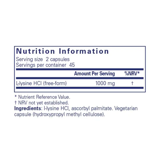 Pure Encapsulations l-Lysine Capsules 90 Capsules