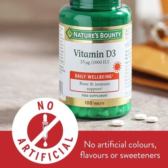 Nature's Bounty Vitamin D3 25 Ug (1000 IU) Tablets 100 Tablets