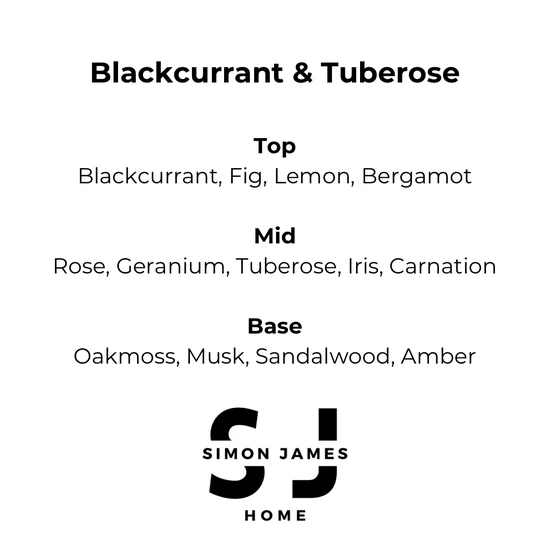 Simon James Home Blackcurrant & Tuberose Handmade Soy Wax Candle