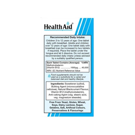 Health Aid Methylcobalamin Metcobin 1000mcg 60 Tablets