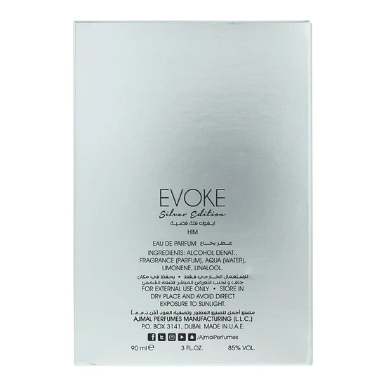 Ajmal Evoke Silver Edition Eau De Parfum 90ml