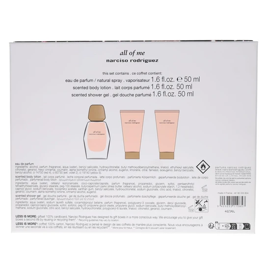 Narciso Rodriguez All Of Me Gift Set 50ml Eau De Parfum + 50ml Body Lotion + 50ml Shower Gel